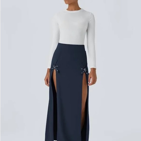 HALARA Dresses & Skirts - HALARA Navy Maxi Skirt with Slits